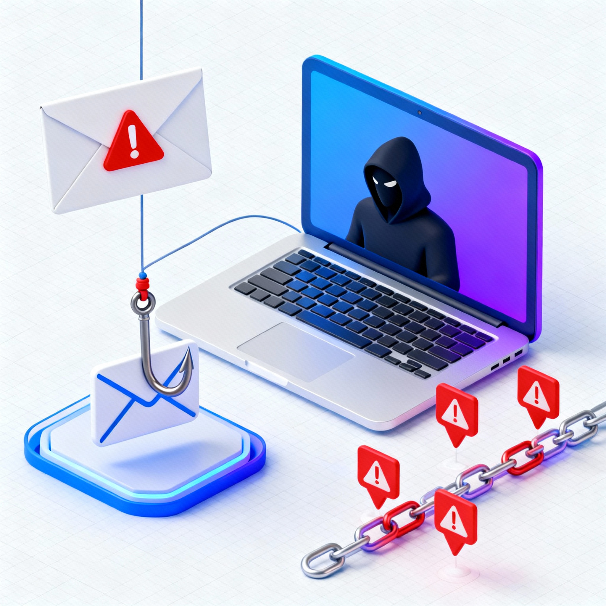 E-mail phishing fraude illustratie